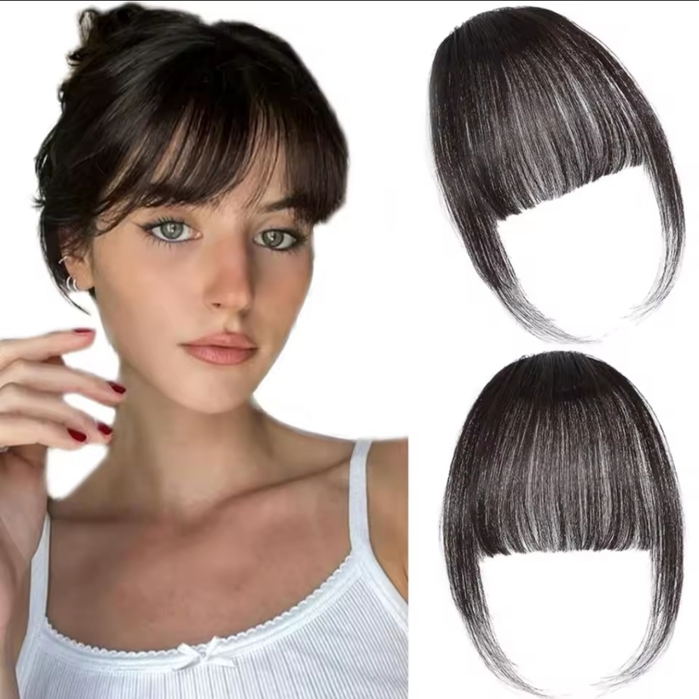 Natural Brown Hair Bangs Clip-on Extension